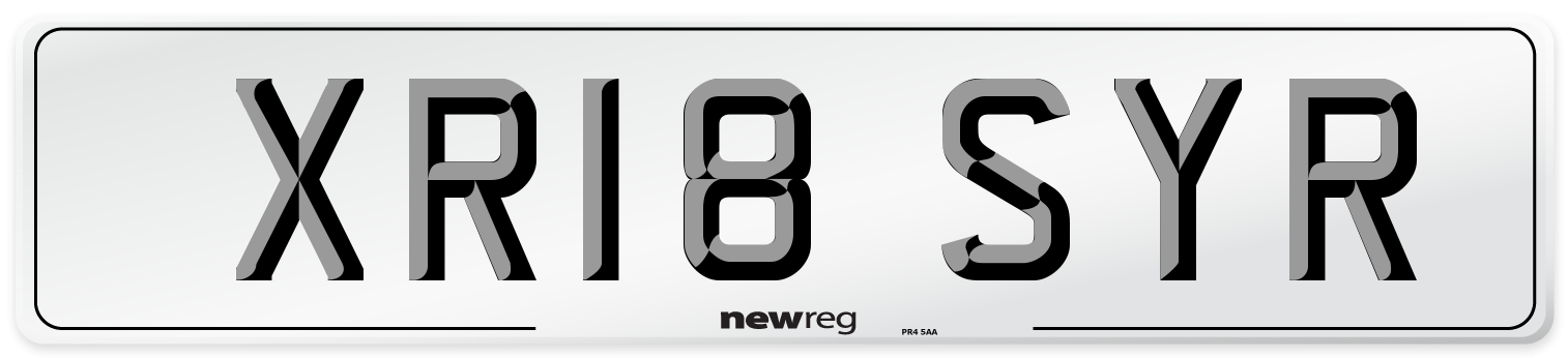 XR18 SYR Number Plate from New Reg